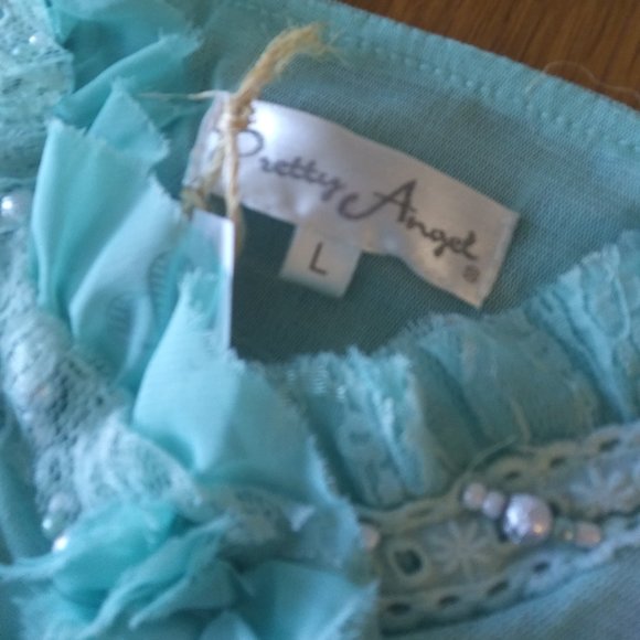 Pretty Angel Aqua Lace Embellished Top - Picture 9 of 13